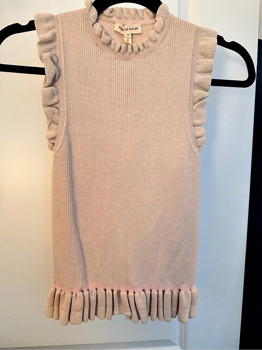 Rebecca Taylor Ruffle Trim Sweater Tank in Pink Size XS